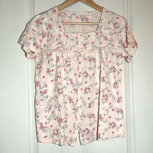 Slenderella Punk Floral Pyjama Set Lace Trim Cottagecore Loungewear Barbiecore